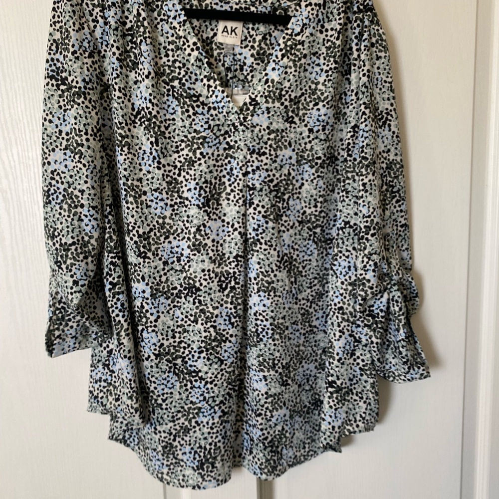 Anne Klein Multi Colored Soft Aloe Speckled Blouse NWT